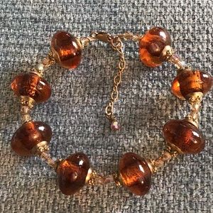 New. Murano glass gold plated Bali bead bracelet.